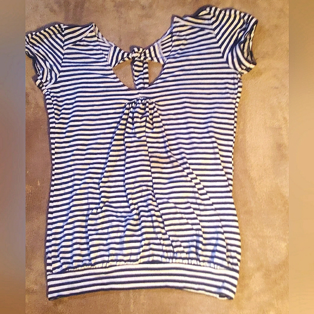 Striped Blue and White Women's Top size M